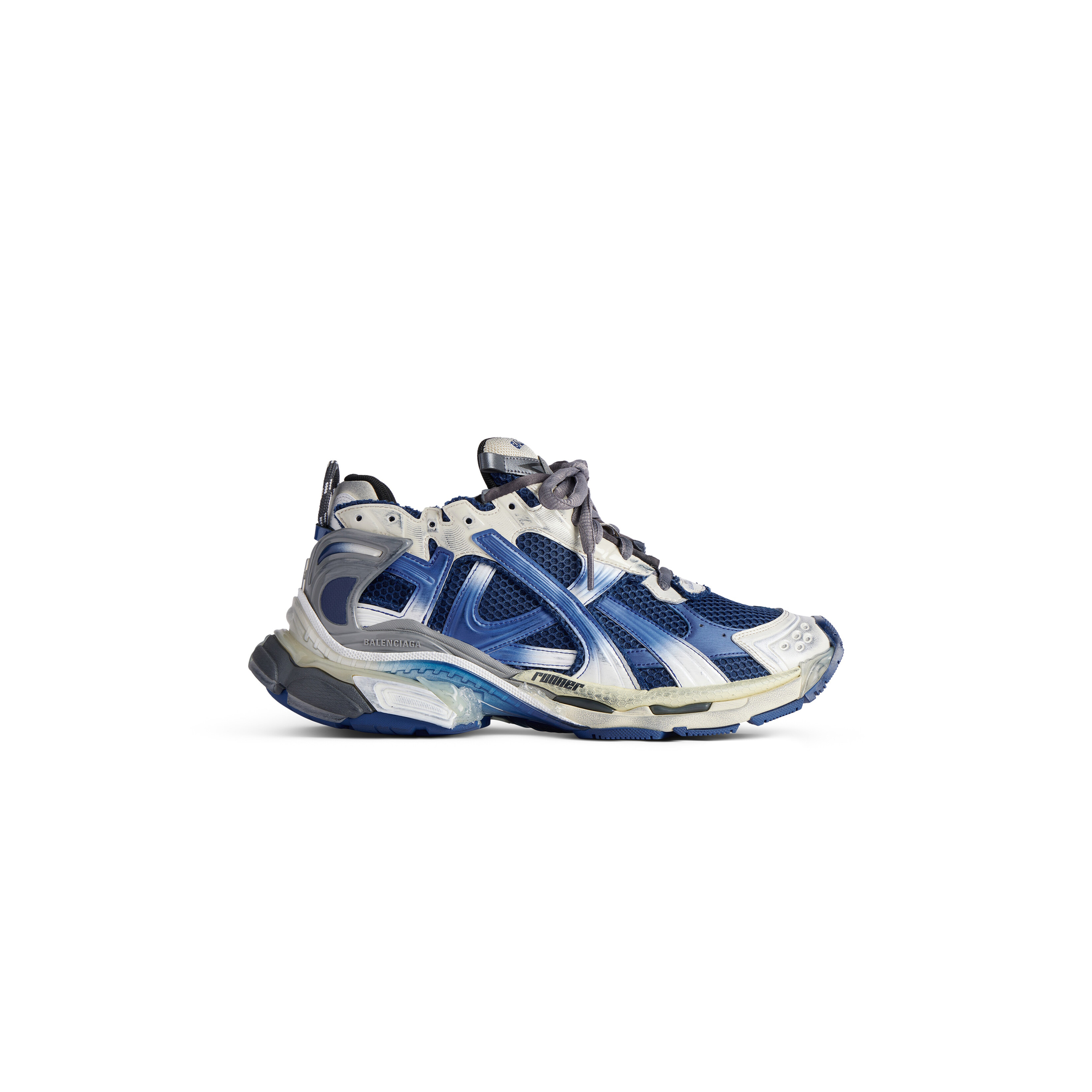 BALENCIAGA MEN'S RUNNER GRADIENT SNEAKER IN BEIGE NAVY GREY 772774WRUNG2410 BALENCIAGA MEN'S RUNNER GRADIENT SNEAKER IN BEIGE NAVY GREY 772774WRUNG2410